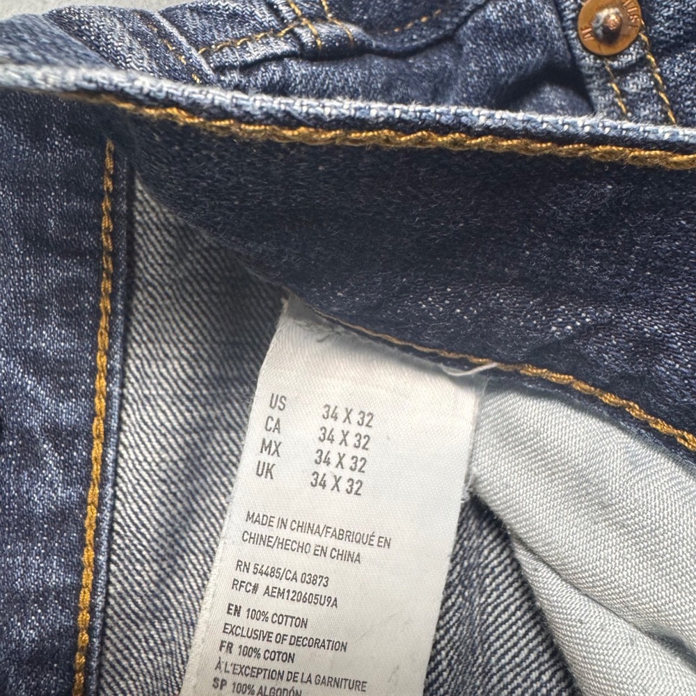 American Eagle Outfitters Original Boot Mens 34x32 Dark Wash Blue Denim Jeans - Picture 7 of 14